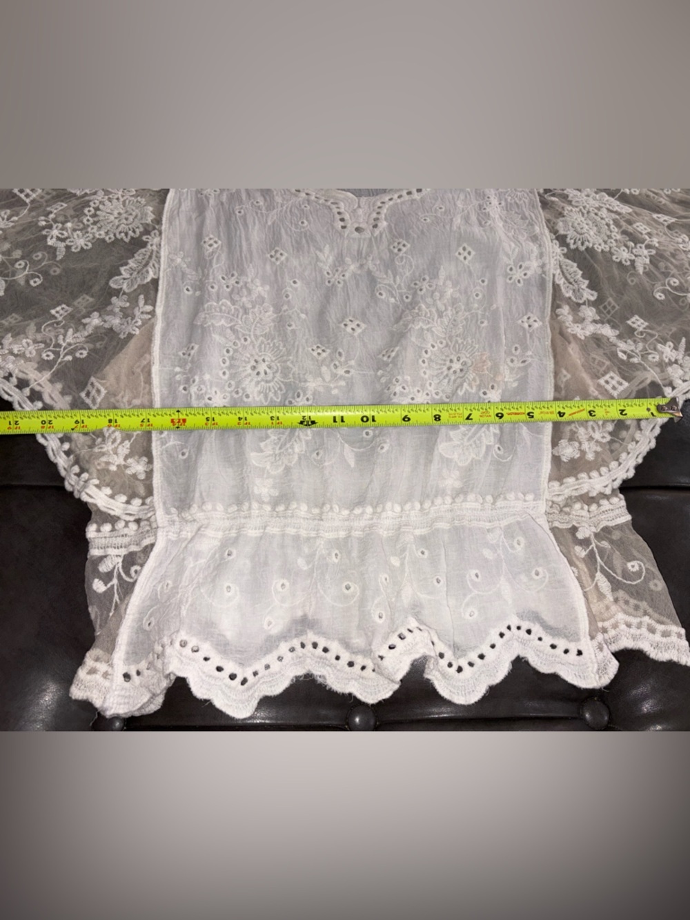 Natura White Lace Embroidered Cotton Top Boho Sheer Floral Size S/M - Picture 7 of 7
